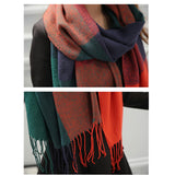 Winter Female Wool Plaid Scarf Women