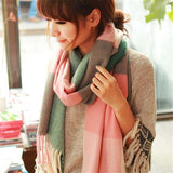 Winter Female Wool Plaid Scarf Women